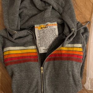 Brand New Aviator Nation heather hoodie with Rainbow Stripes